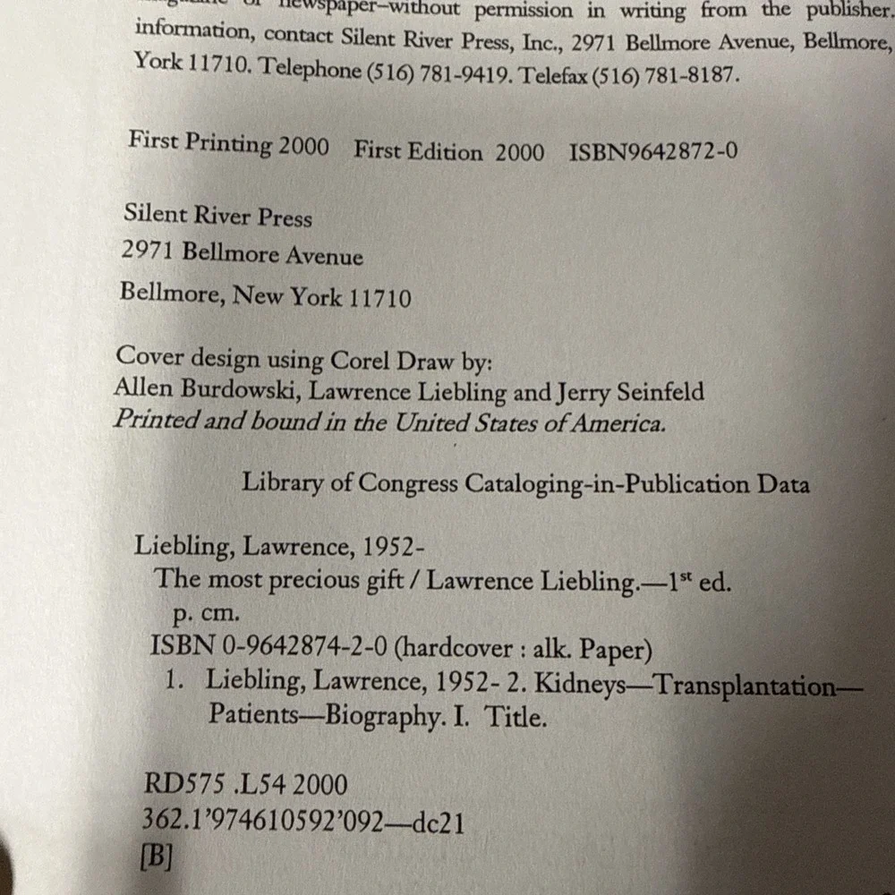 The Most Precious Gift - Lawrence Liebling - First Print - First Edition